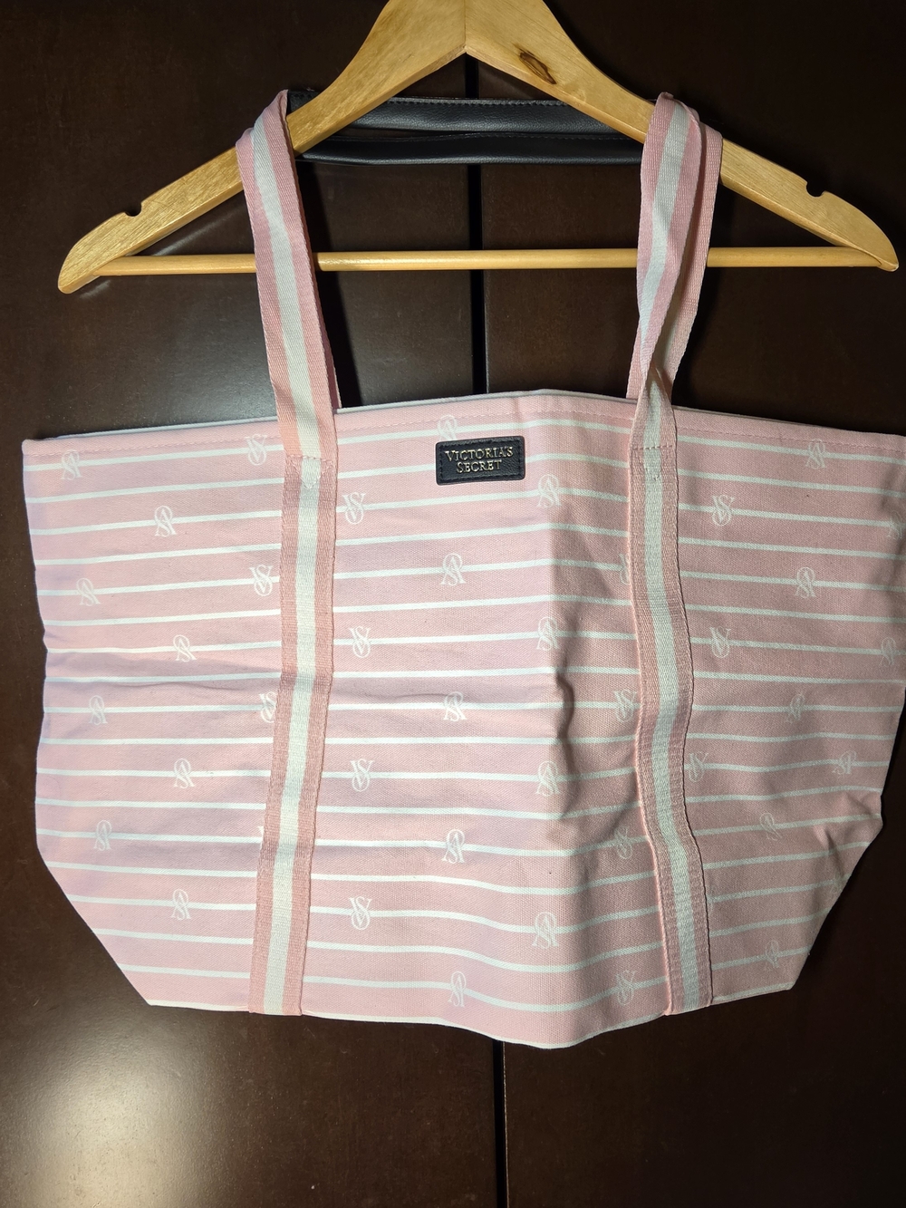 Victoria's Secret Pink Stripe Canvas Tote Bag
